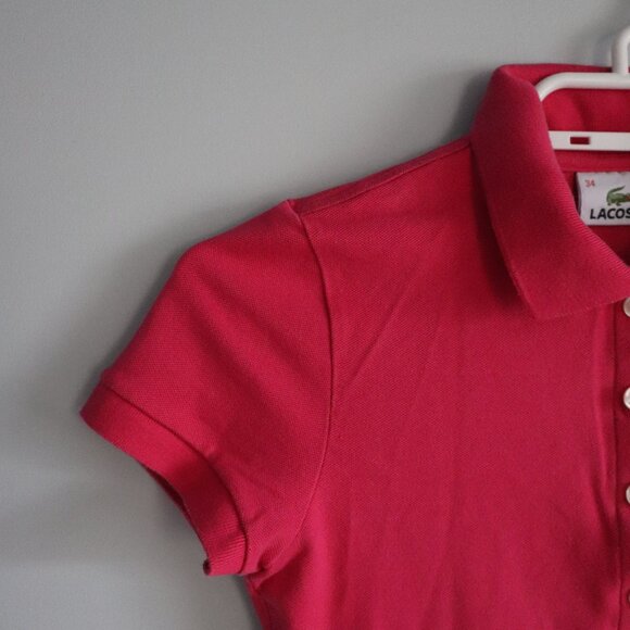 Lacoste Women's Pink Sz 34 Buttoned Polo Collar Short Sleeve Pullover‎ Shirt Top - Picture 3 of 12